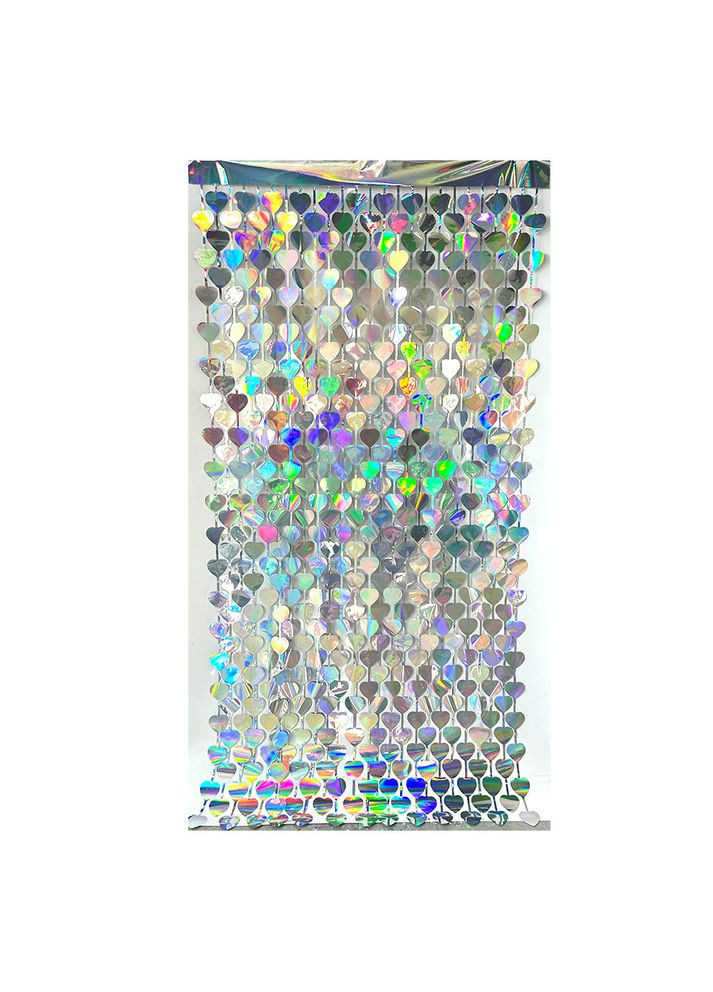 Декоративная шторка для фотозоны, голографические сердца 2х1 м No Brand (332212313)