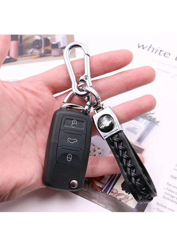 Брелок для автокерок УНІВЕРСАЛЬНИЙ (натуральна шкіра, універсальне кріплення, чорний) Fiat (360949349)