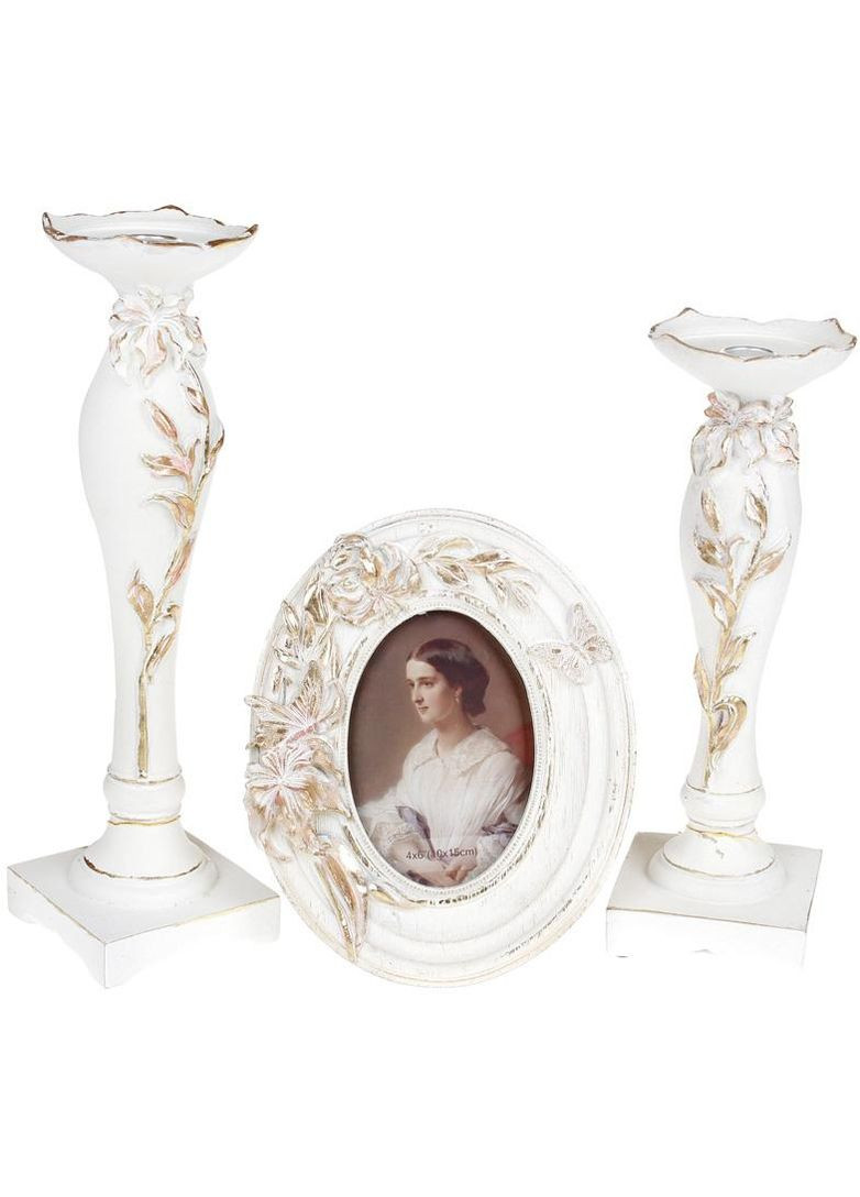 Фоторамка Tudor "Лілія" для фото 10х15см (білий із золотом) Bona (332666110)