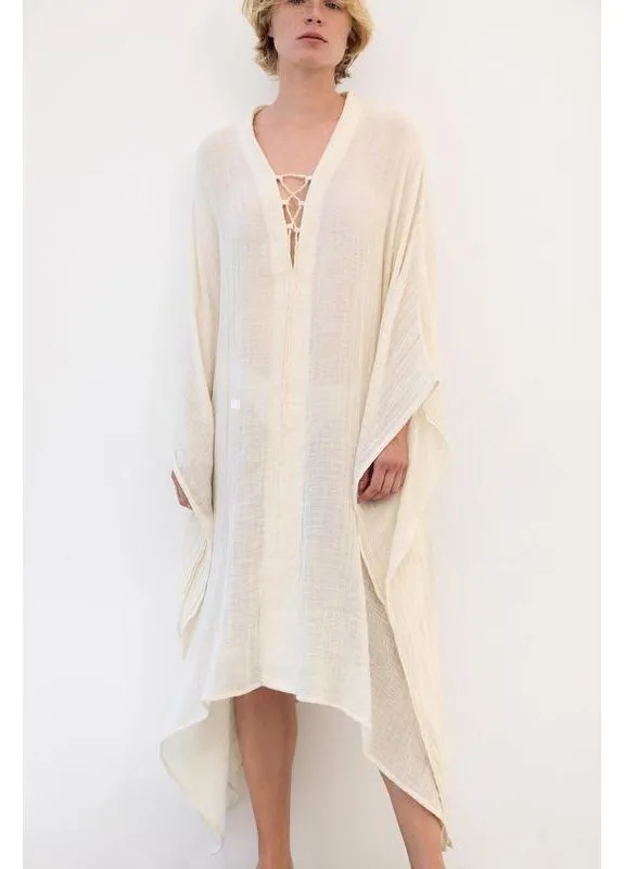 Бежевое пляжное платье со льном Zara
