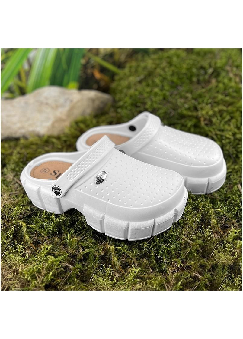 Крокси сабо жіночі на платформі закриті Е-0010136-2 Білі Sanlin (278079890)