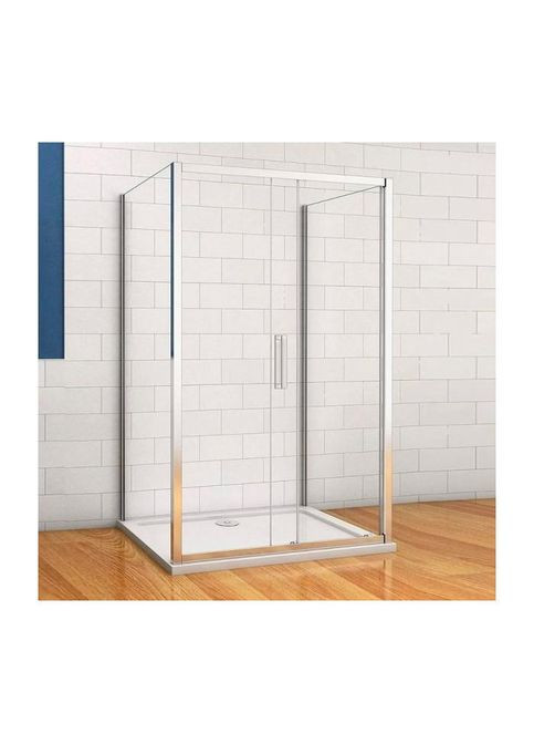 Душевая кабина пристенная A-517 100х90х195 раздвижная, профиль хром, стекло прозрачное Dusel (350315919)