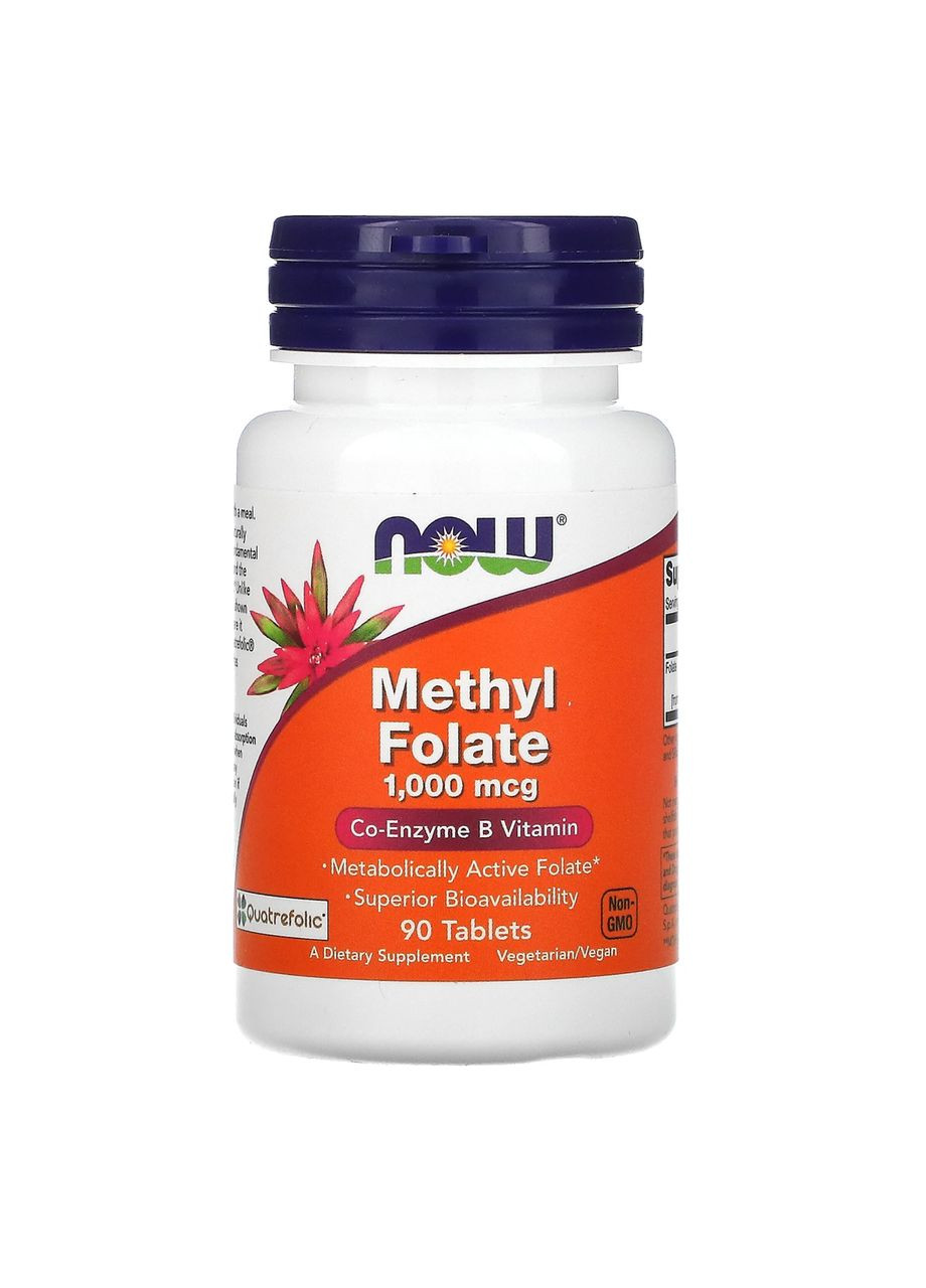 Метилфолат 1000 мкг Methyl Folate біодоступна форма фолієвої кислоти 90 таблеток Now Foods (264648148)