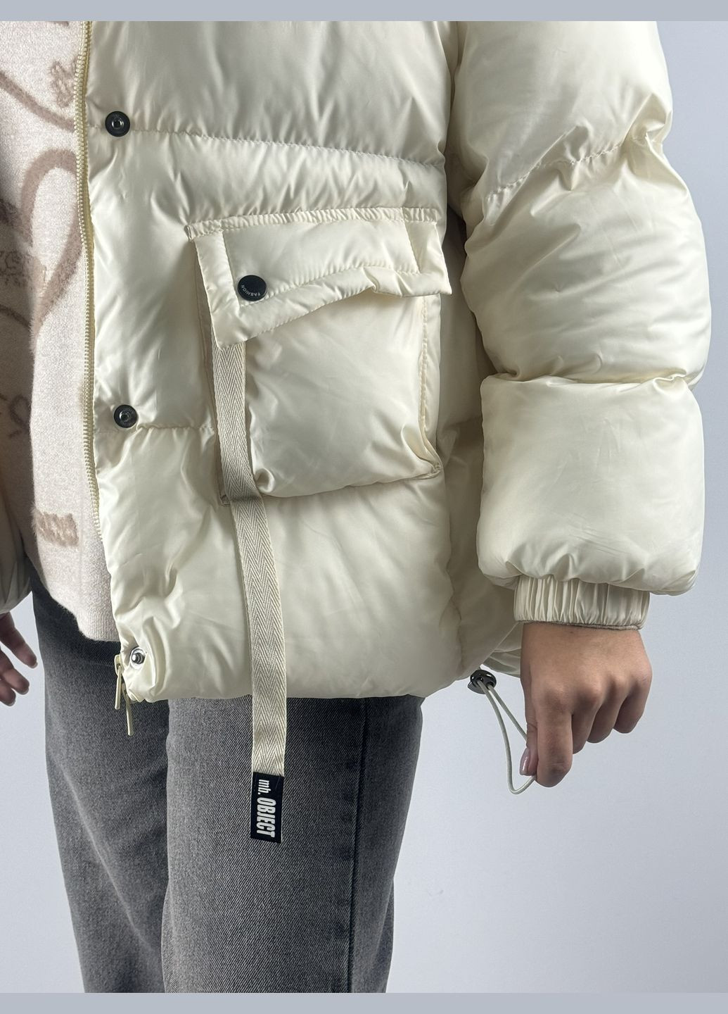 Молочна куртка жіноча, молочного кольору, зимня, наповнювач- біопух, дуже легка і тепла, сучасна модель Object