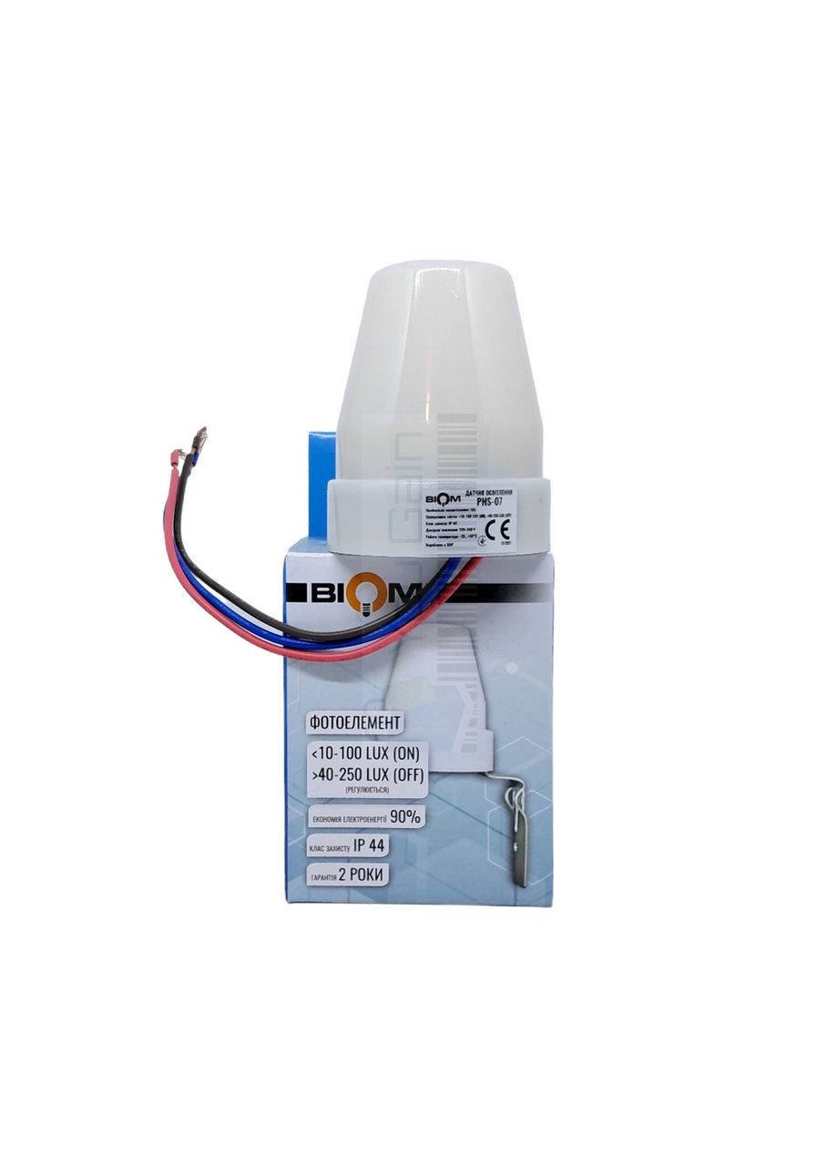 Датчик освещенности PHS-07 2400Вт, 10А фотометрический BIOM (362051611)