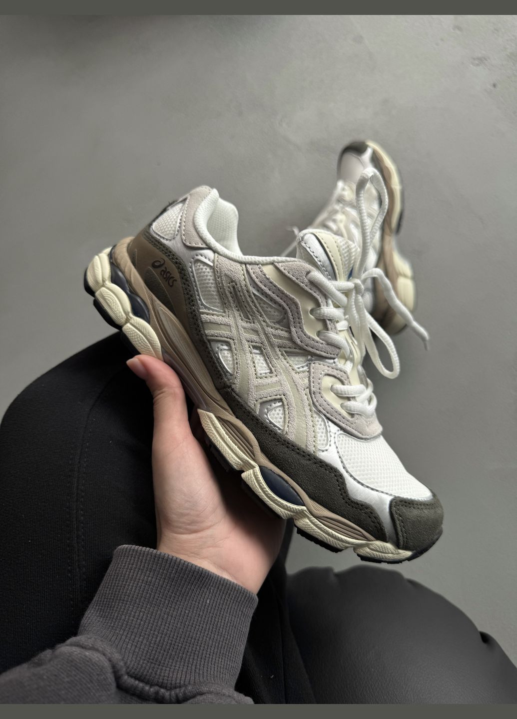 Кросівки жіночі і чоловічі Asics Gel-NYC white grey brown | Асікс Гель-НЮК білі сірі коричневі No Brand білі демісезони (316091123)