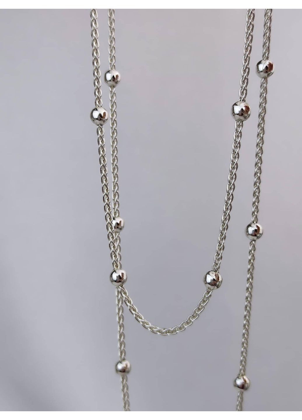 Серебряная цепочка 925 пробы с шариками 50 см No Brand (366882901)