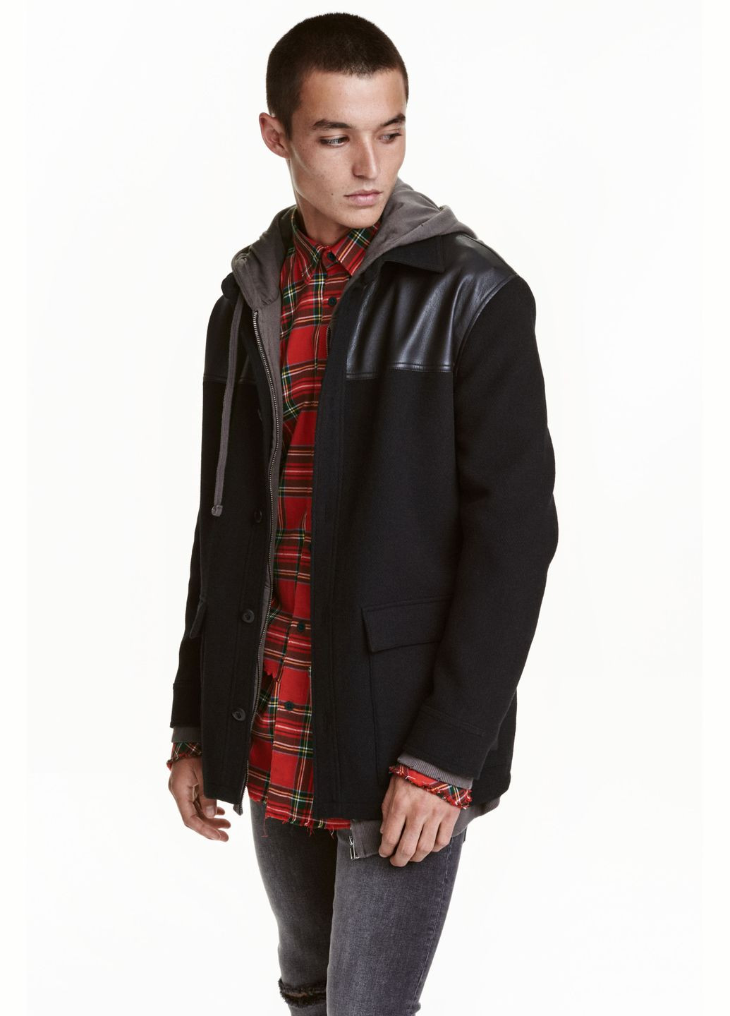 Чорна демісезонна куртка демісезонна - чоловіча куртка hm0044 H&M