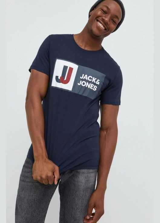 Синяя футболка Jack & Jones Бавовняна
