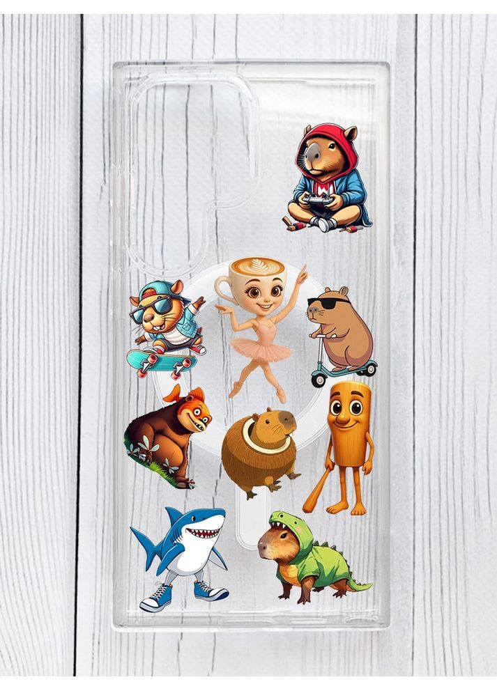 Магнитный чехол на Samsung Galaxy S24 Ultra с поддержкой MagSafe Мемы (принт 415) Silicone Case (356127249)