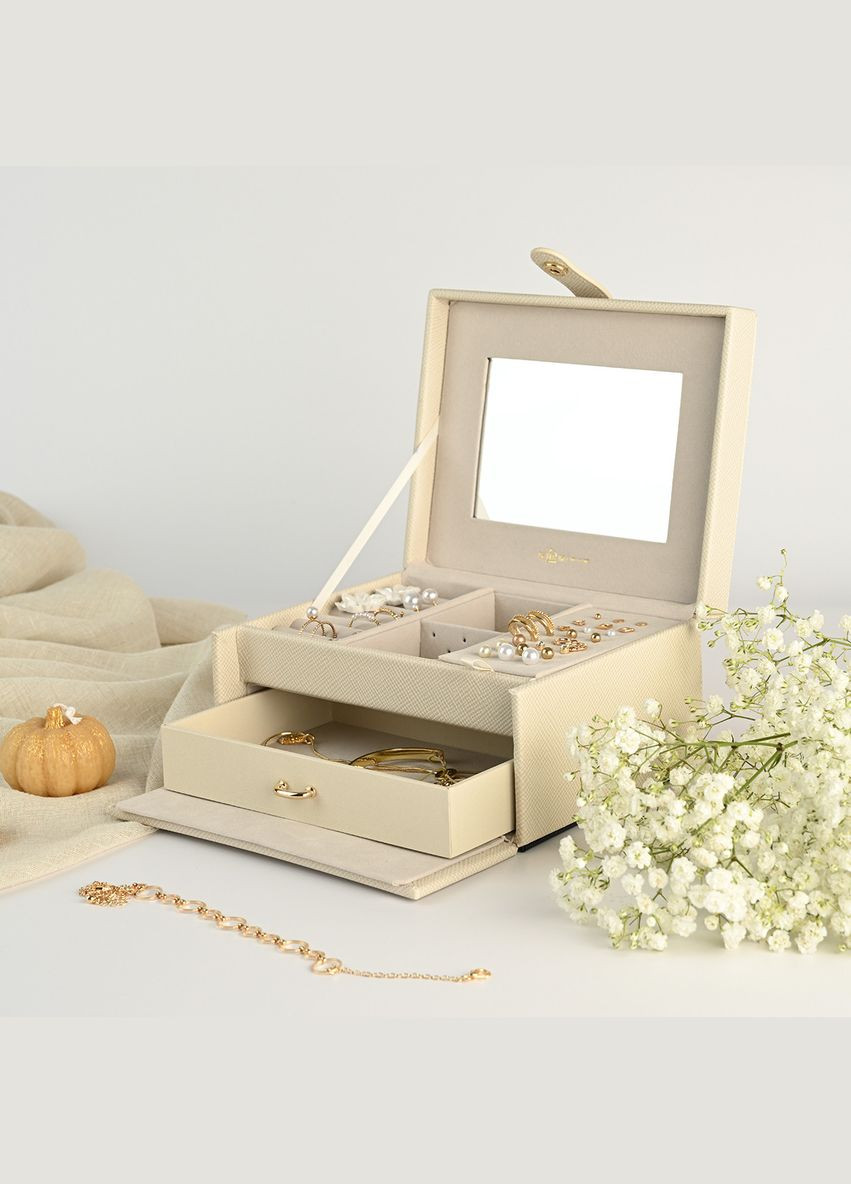 Органайзер для прикрас MY HOME "ПЕКТОРАЛЬ" Дворівневий 18х14.5х9.5 см Бежевий (FH-50 BEIGE) МВМ (363256471)