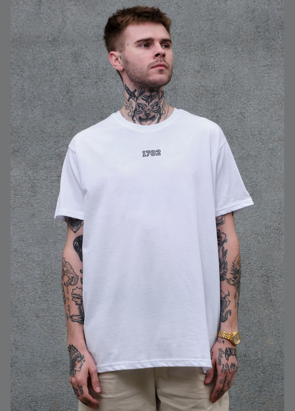 Біла чоловіча оверсайз футболка з принтом deathrow з довгим рукавом Without