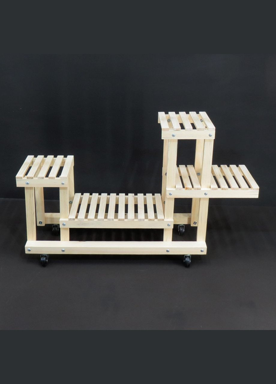 Подставка для цветов из дерева Макон на колёсиках бланже (ЦВТ-106601) No Brand (328227969)