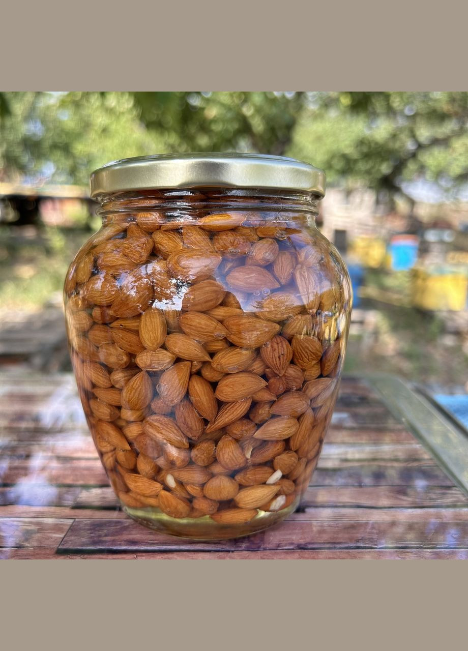 Ядра кісточки абрикоса у меду акації 0,7 л (850 грам) МЕД ПОШТОЮ (322148932)