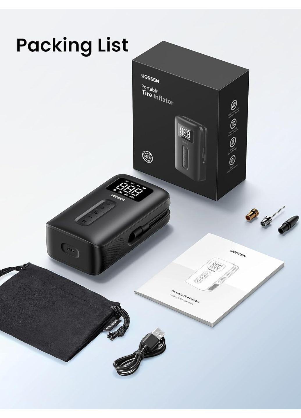 Автомобильный насос Portable Tire Inflator (UGR-15951) Ugreen CD259 (372679738)