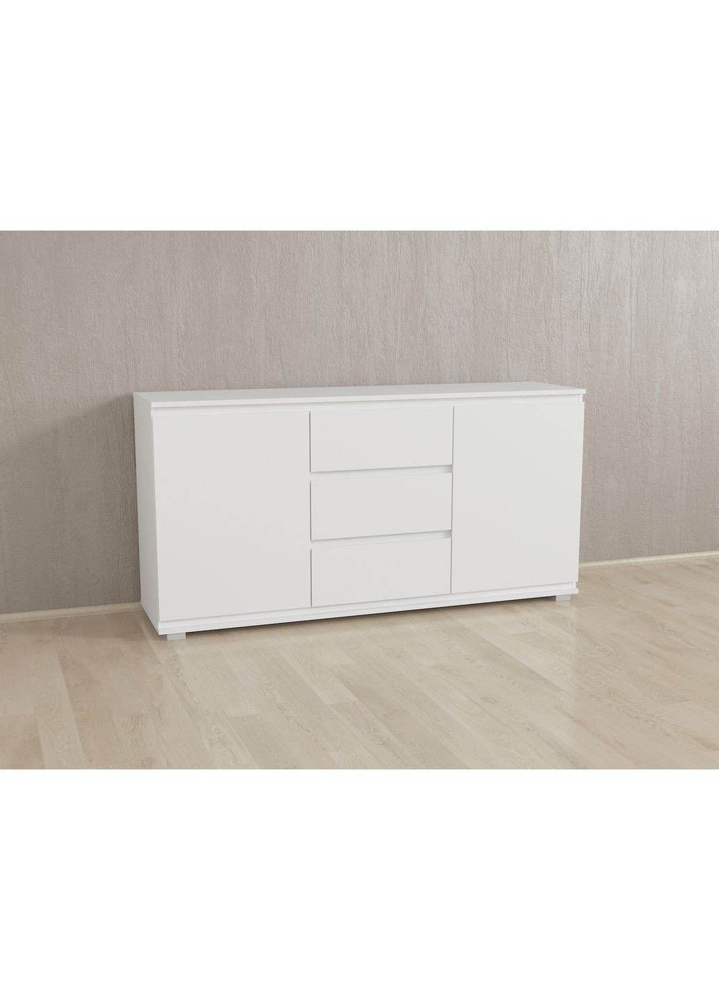 Комод під ТВ, на 3 шухляди та 2 двері з полицями, без ручок B-003 Антрацит — Білий No Brand (371909651)