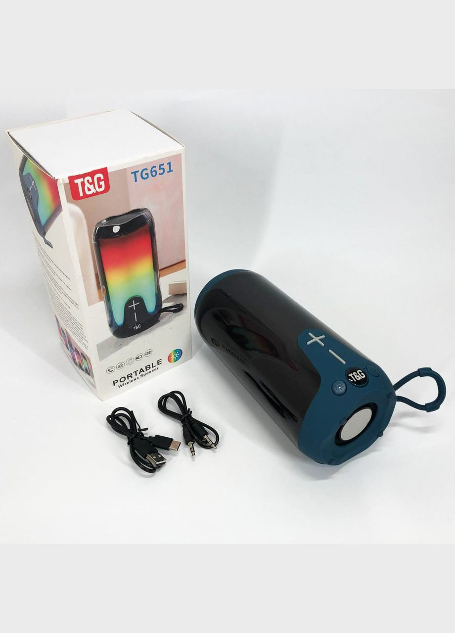 Bluetooth-колонка TG651 с RGB ПОДСВЕТОМ, аккумуляторная колонка для музыки, для вечеринки. Цвет: синий No Brand (359475268)