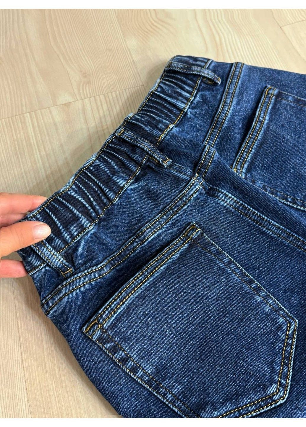 Джинси жіночі 8331 утеплені на флісі палаццо прямі з резинкою на талії сині Vanver - (363449418)