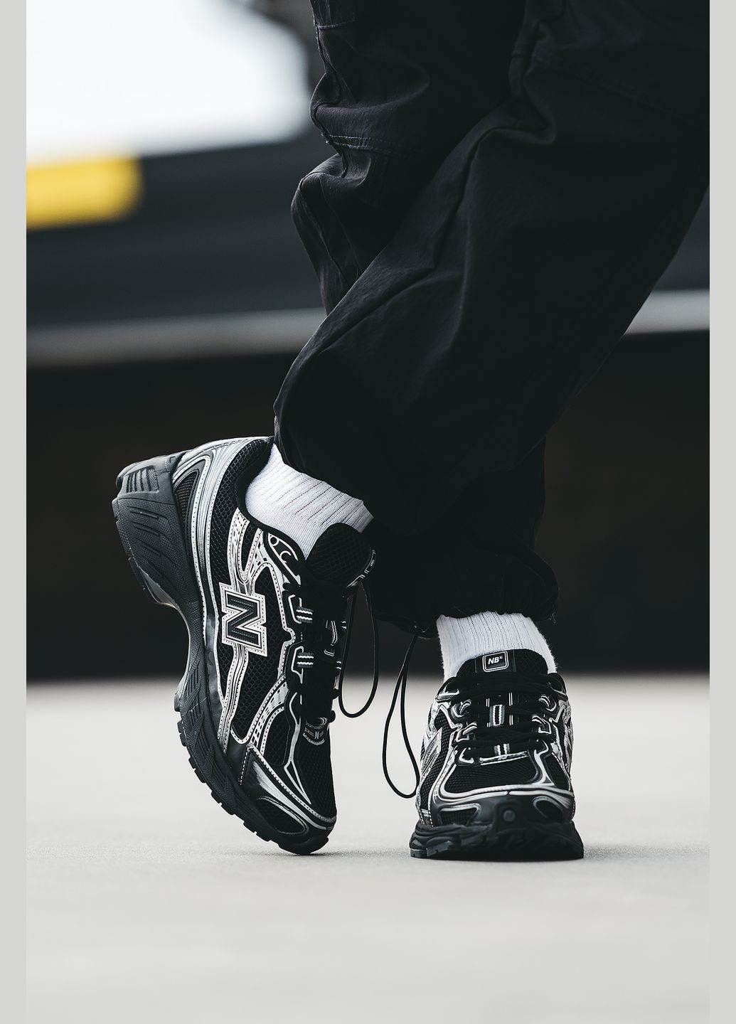 Черные всесезонные кроссовки мужские и женские new balance 740 black white | нью беланс 740 черные белые No Brand