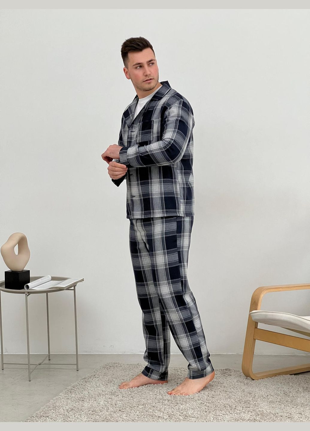 Піжама домашня чоловіча штани/футболка/сорочка з фланелі Cosy (303126511)