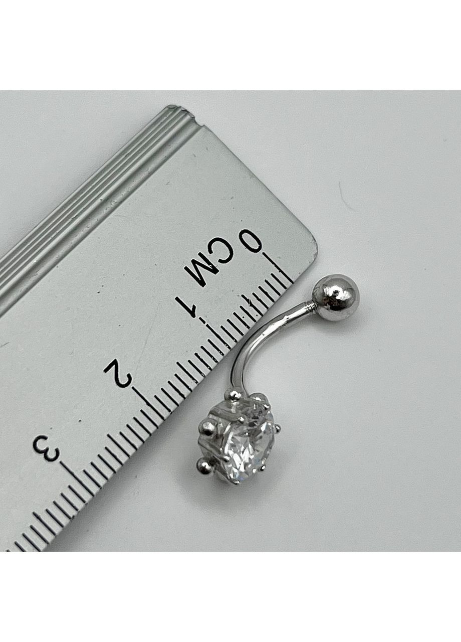 Пирсинг в пуп серебряный с кубическим цирконием "РА" 2 г No Brand (369736884)