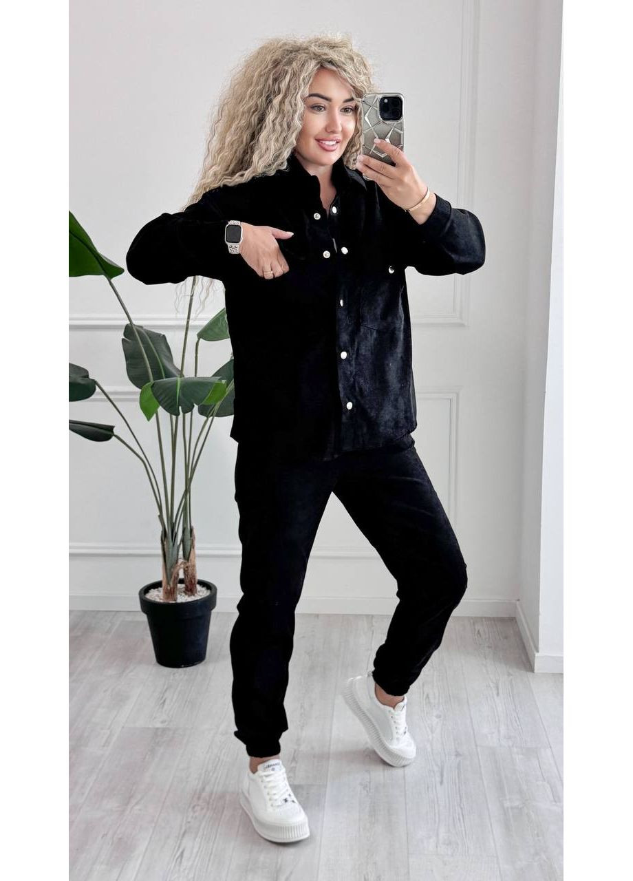 Жіночий костюм з мікровельвету з джогерами – Розмірна сітка в описі GD/GL Модний простір (364965984)