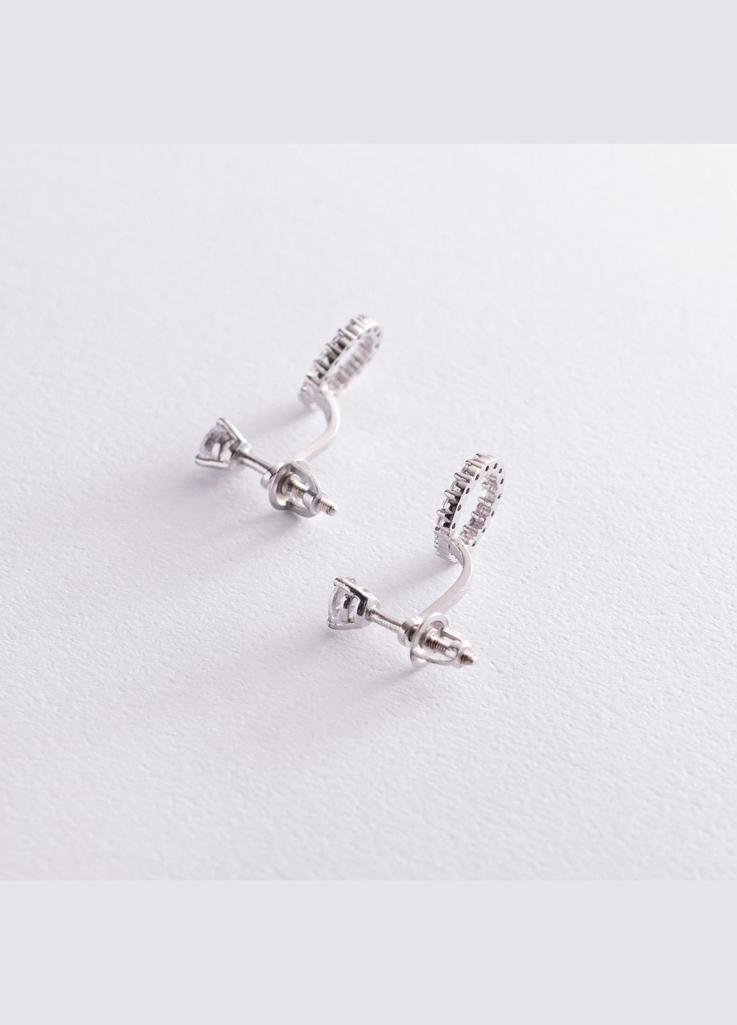 Срібні сережки - джекети Кругообіг з фіанітами 2674/9р-CZ Oniks (264024469)