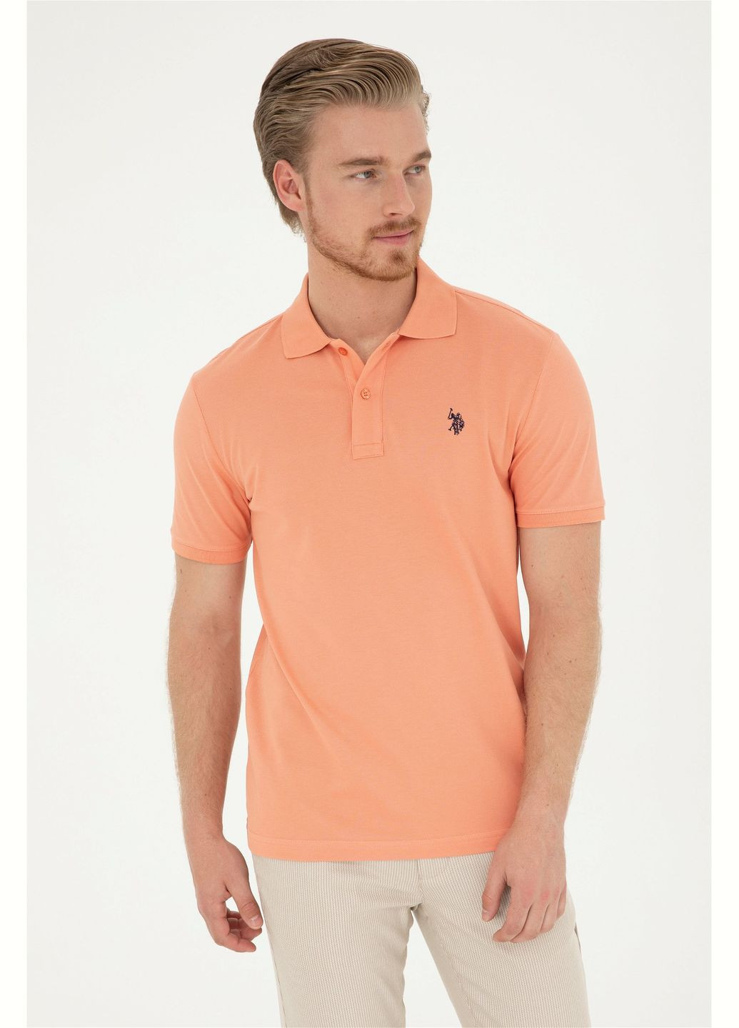 Лососевая футболка поло u.s. polo assn. мужское U.S. Polo Assn.