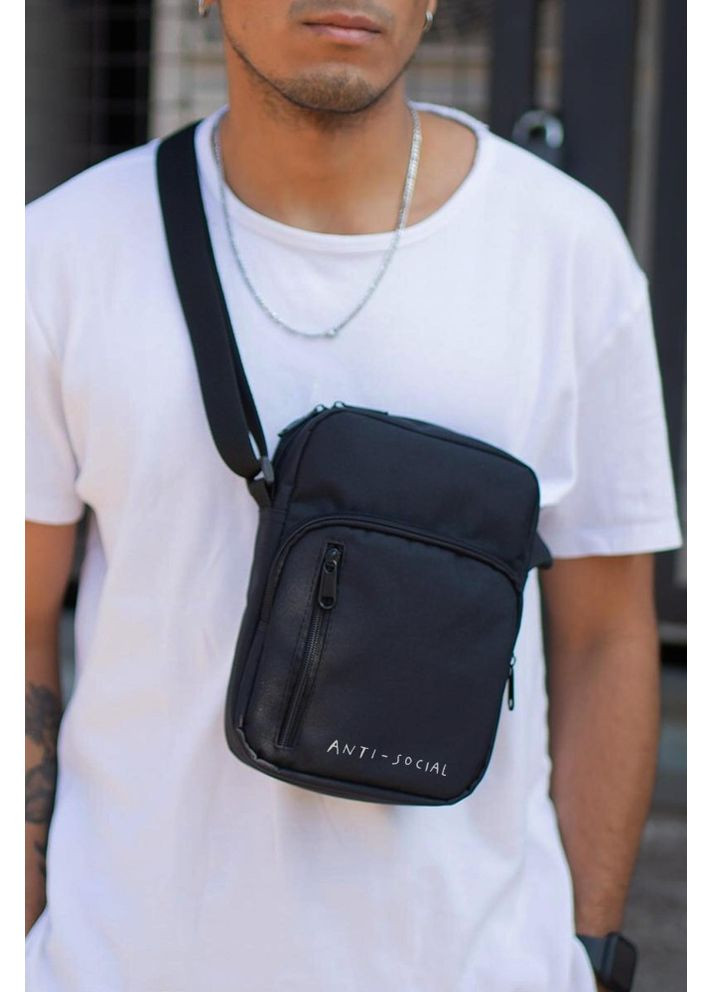 Сумка месенджер барсетка через плече з принтом AntiSocial Black Without (353707073)
