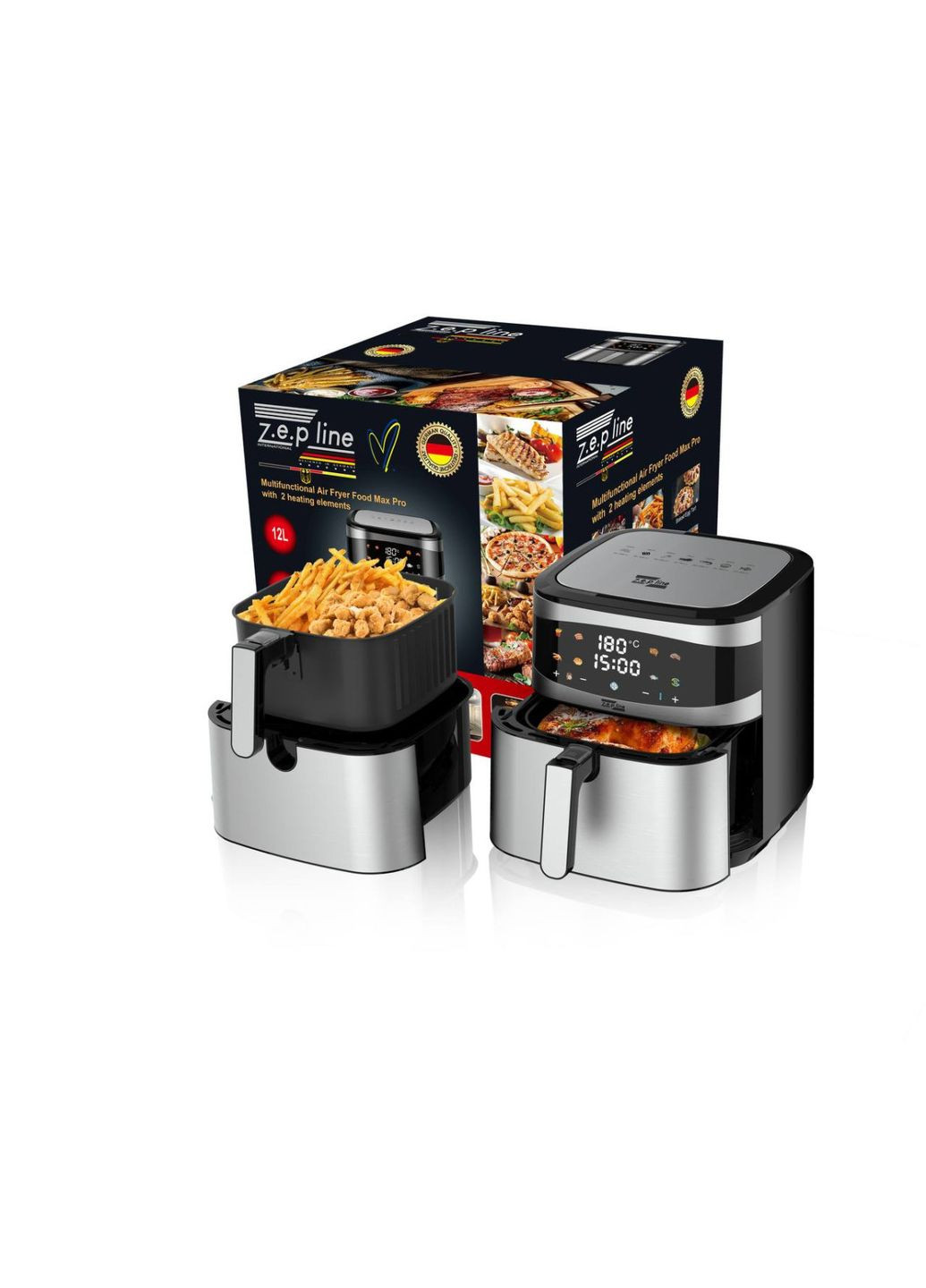 Аэрогриль мультипечь на две тени со съемной корзинкой ZP-216 12 л 4200 Вт Zepline (361025069)