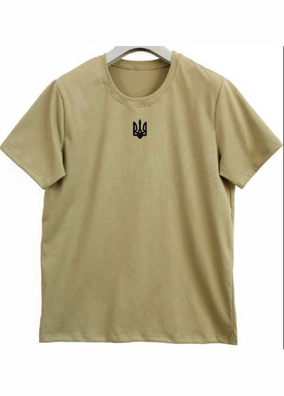 Мужская футболка с вышивкой Трезубец хаки света Ladan — 303727261
