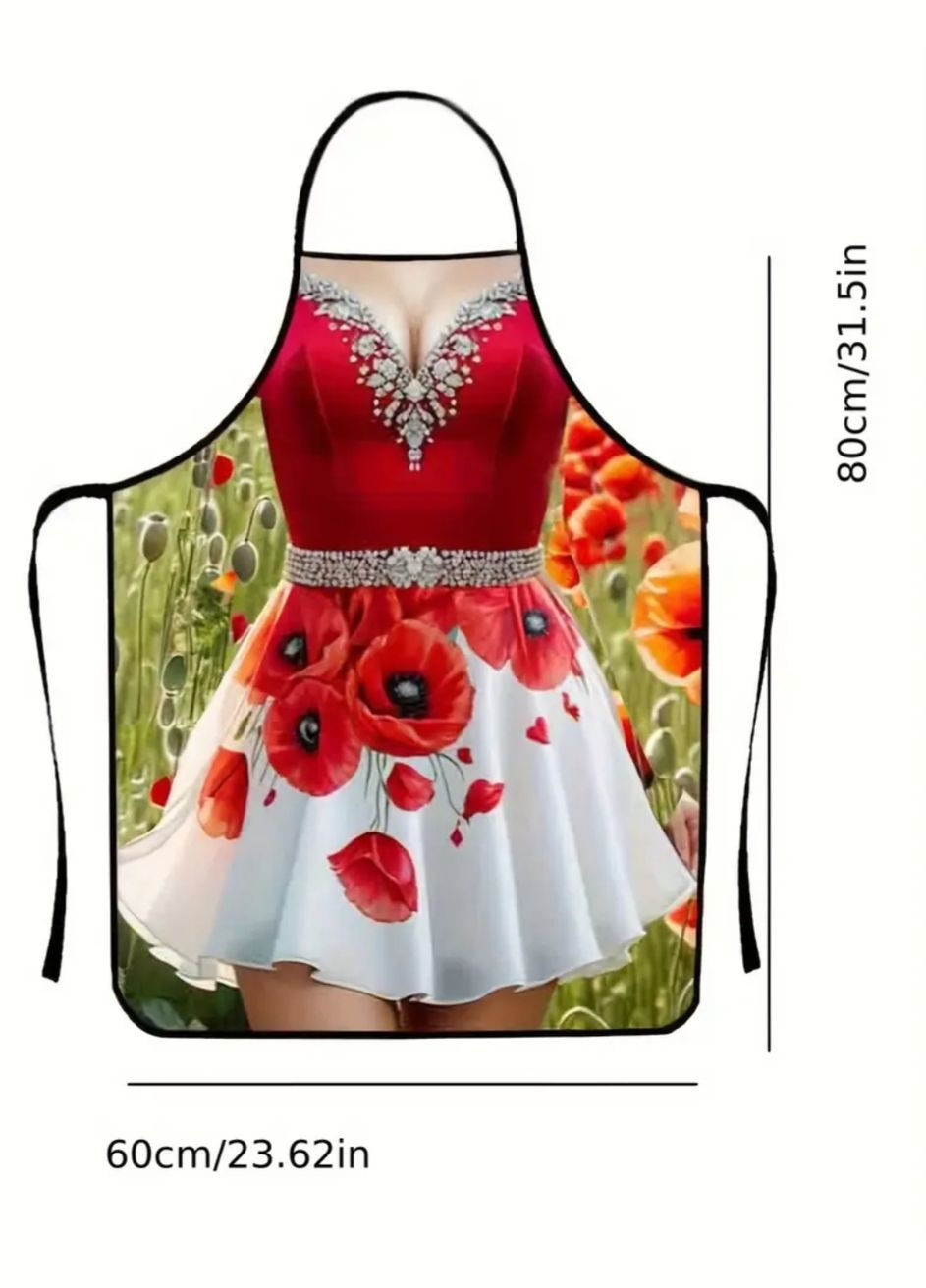 з приколом дівчина в сукні з маками 80 на 60 см різнобарвний Jannet Фартух (328262766)