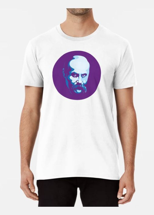 Біла чоловіча патріотична футболка з принтом тарас шевченко портрет україна ukraine Stedman