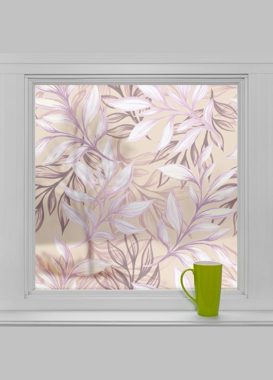 Декоративная матовая пленка на окна и зеркала Абстрактные листья самоклейка на стекло 1 метр погонный Zatarga (324218671)