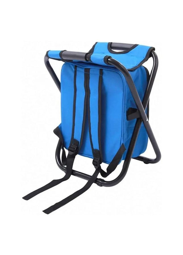 Стул-рюкзак складной туристический 3 в 1 с термосумкой для походов и рыбалки с термоотсеком и карманами 50 х 36 х 30 см Черный No Brand (337509373)