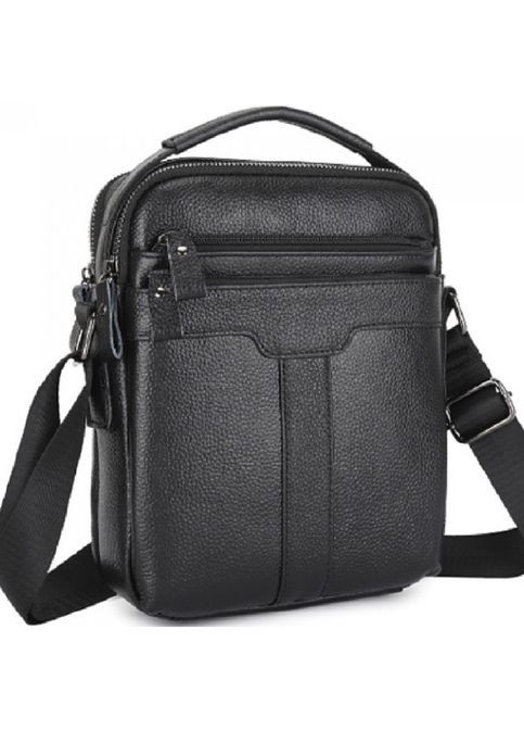 Шкіряна чоловіча сумка-барсетка 21х25х6, месенджер з ручкою 73957 чорна Tiding Bag (341309348)