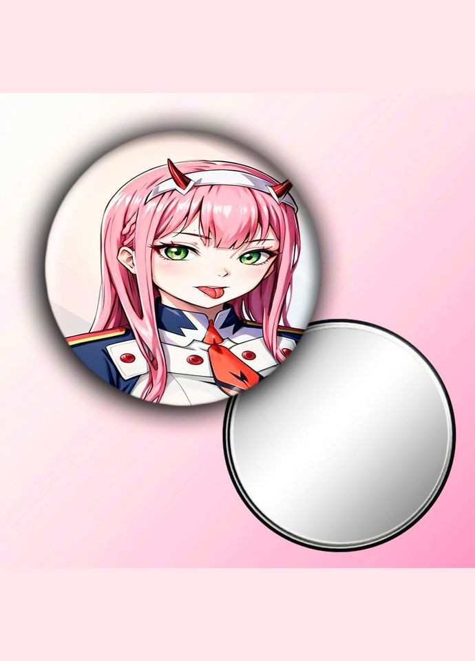 Дзеркальце косметичне кишенькове Аніме Любий у Франксі #0010 із малюнком круглий 56 мм No Brand (309157582)