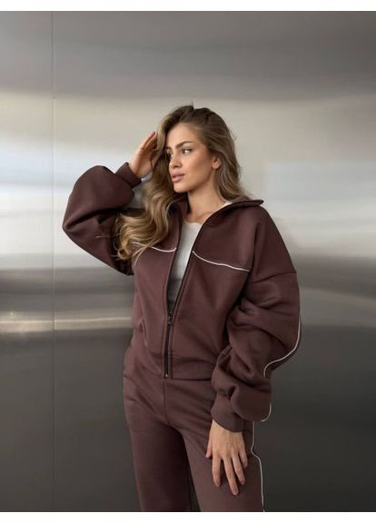 Жіночий спортивний костюм на блискавці,, з тринитки на флісі, р. (арт. 696) No Brand (360891485)