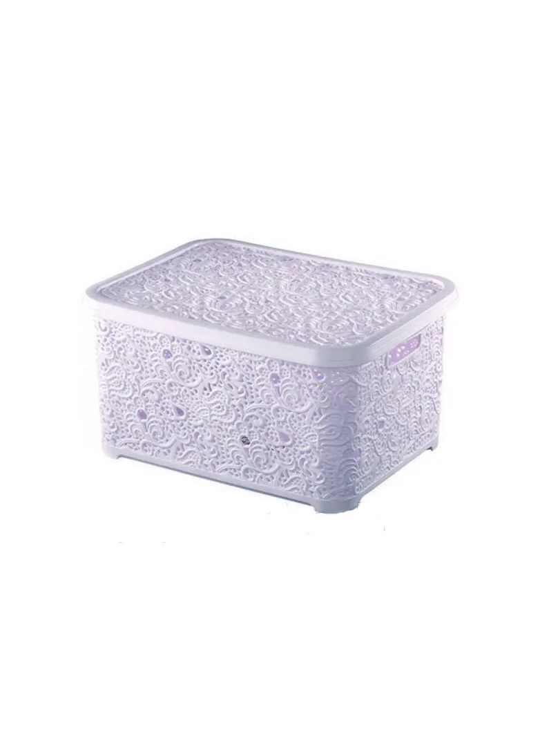 Кошик із кришкою ажурний, 10 л, пудра Efe Plastics (346489572)