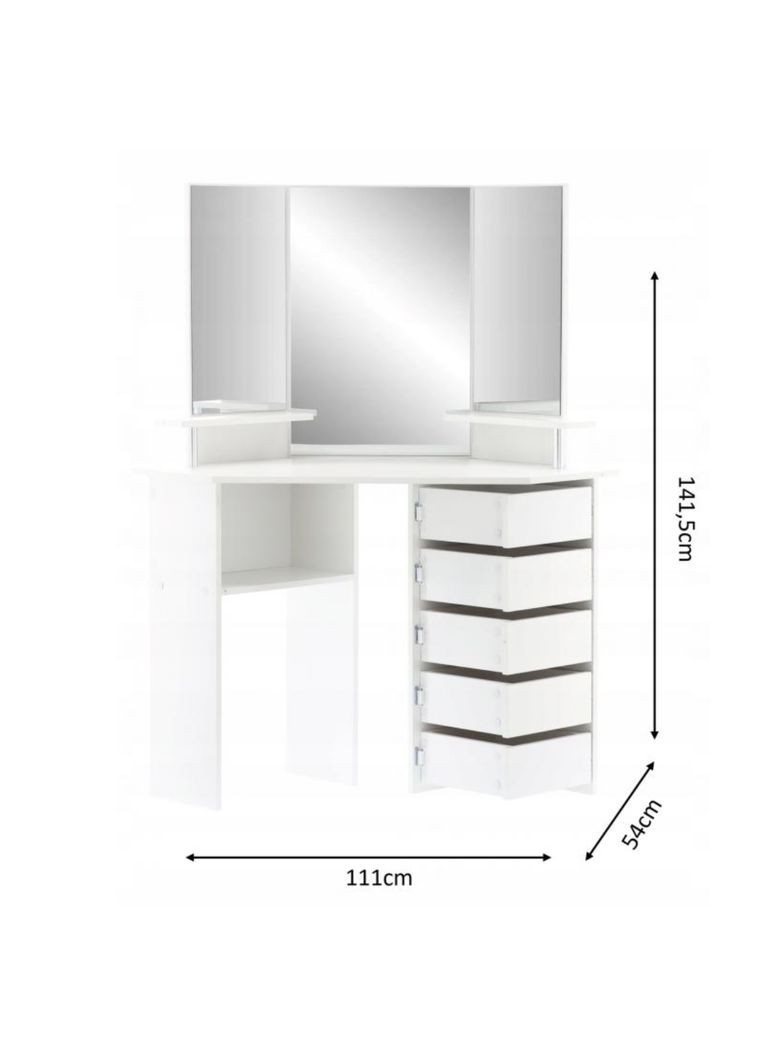 Туалетный столик TRIO угловой с зеркалом белый Chomik (362027936)