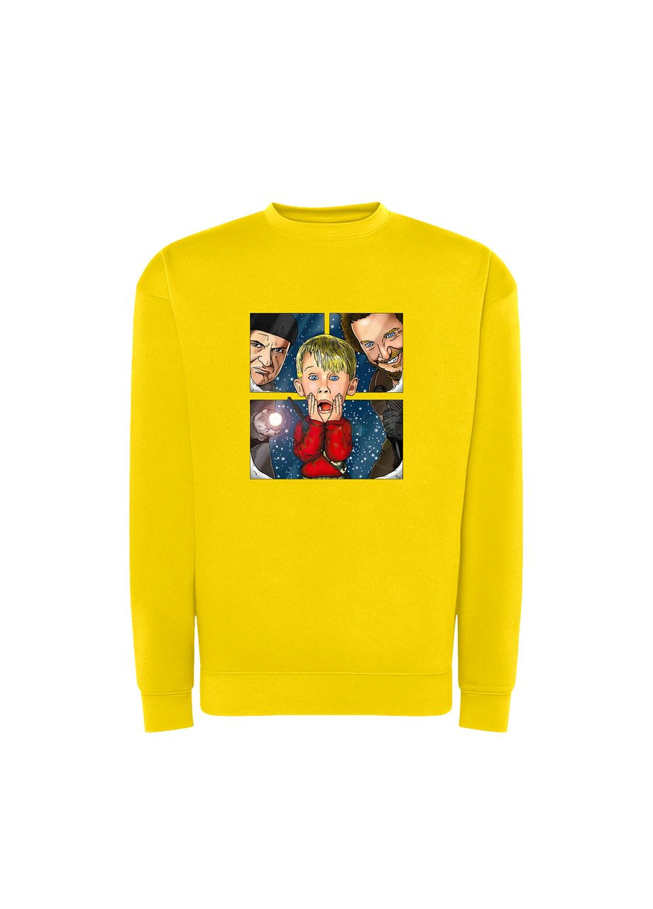 Желтый новогодний свитшот с принтом "праздник без взрослых". один дома (10830233152) ТiШОТКА (368570536)