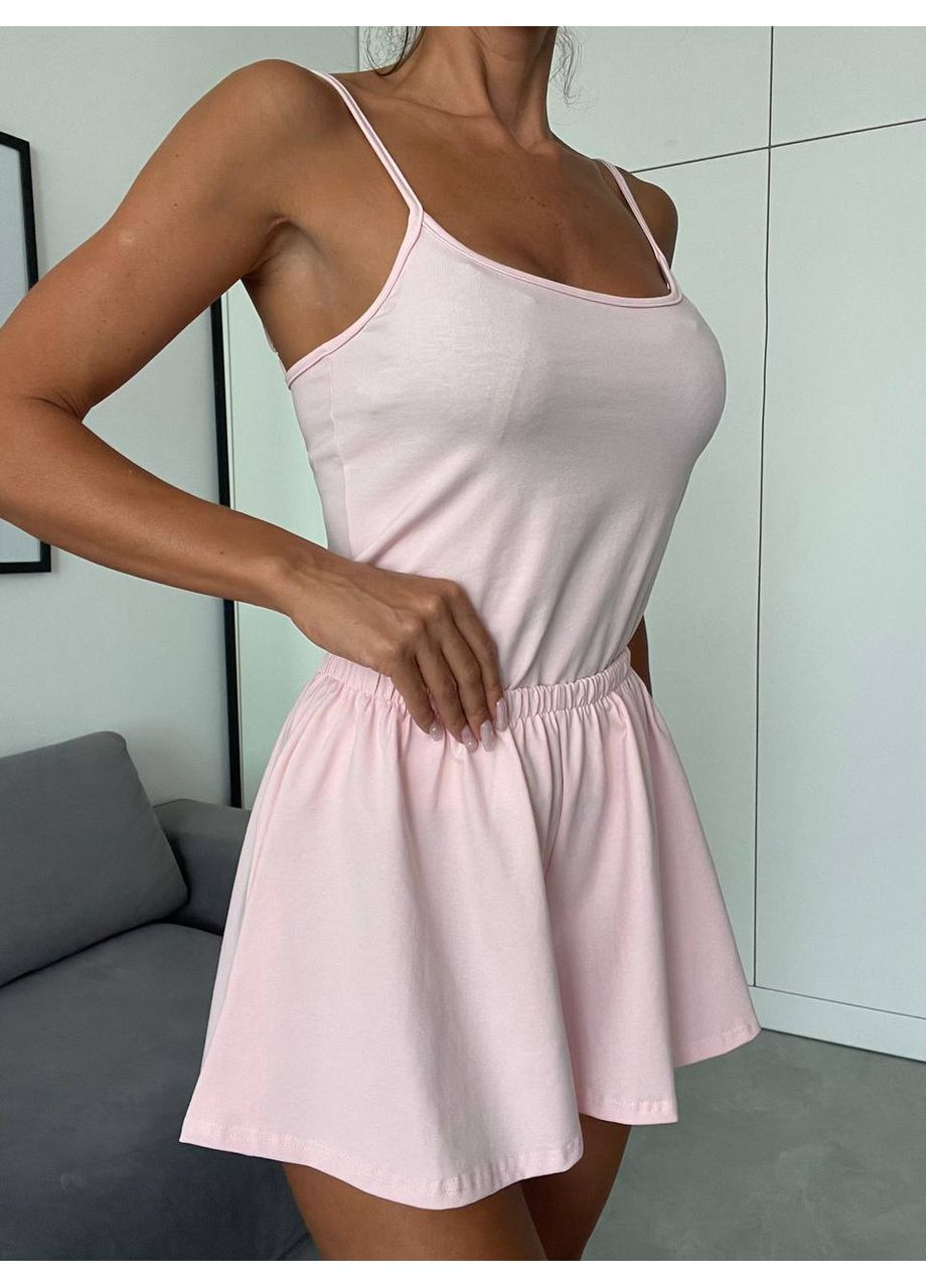 Розовая пижама кулир турция шорты и майка Україна