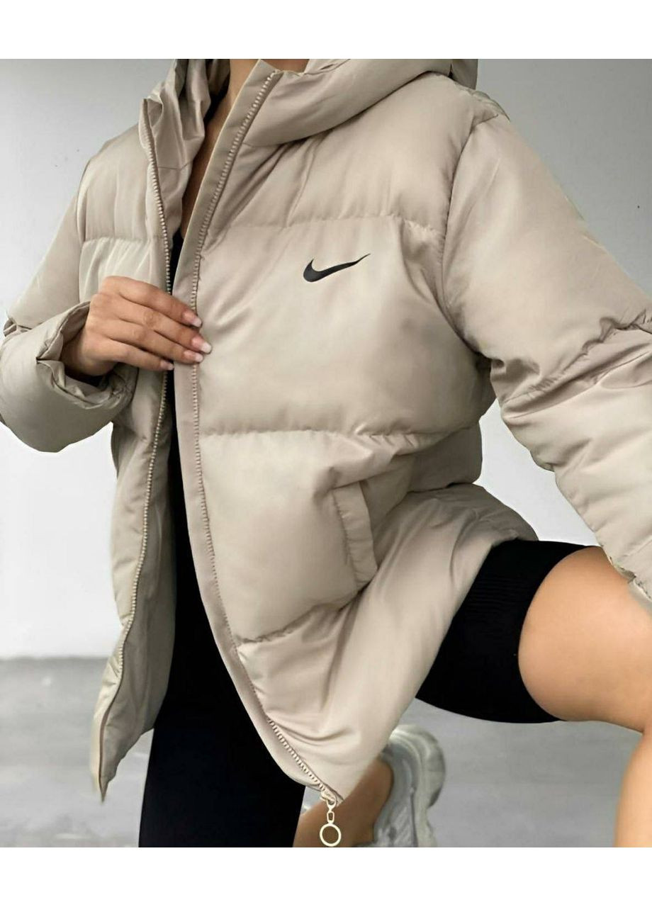 Бежевая зимняя ✨женская куртка из плащевки канада с качественным пошивом замеры в описании✨ куртка-пальто Vione