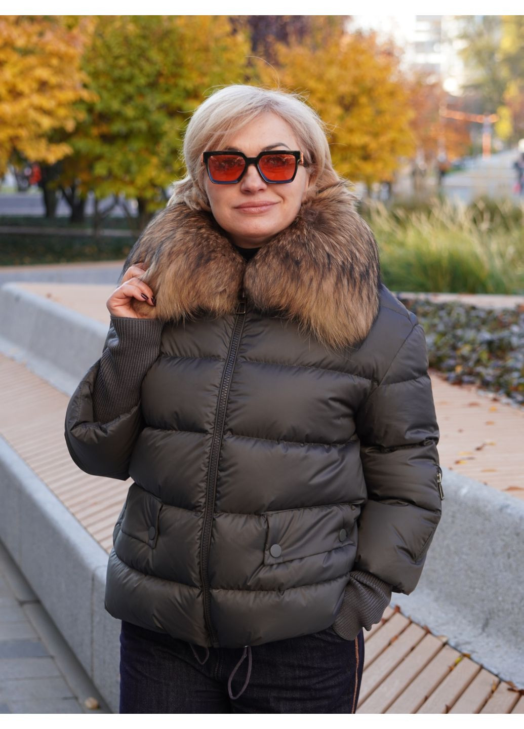 Графитовая зимняя куртка-пуховик Alberto Bini