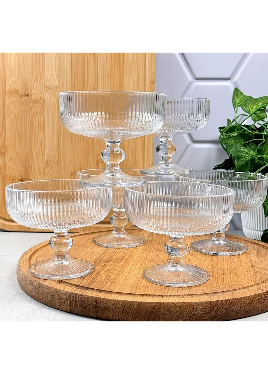 Набір скляних креманок 260 мл на ніжці, 6 шт No Brand (372601561)