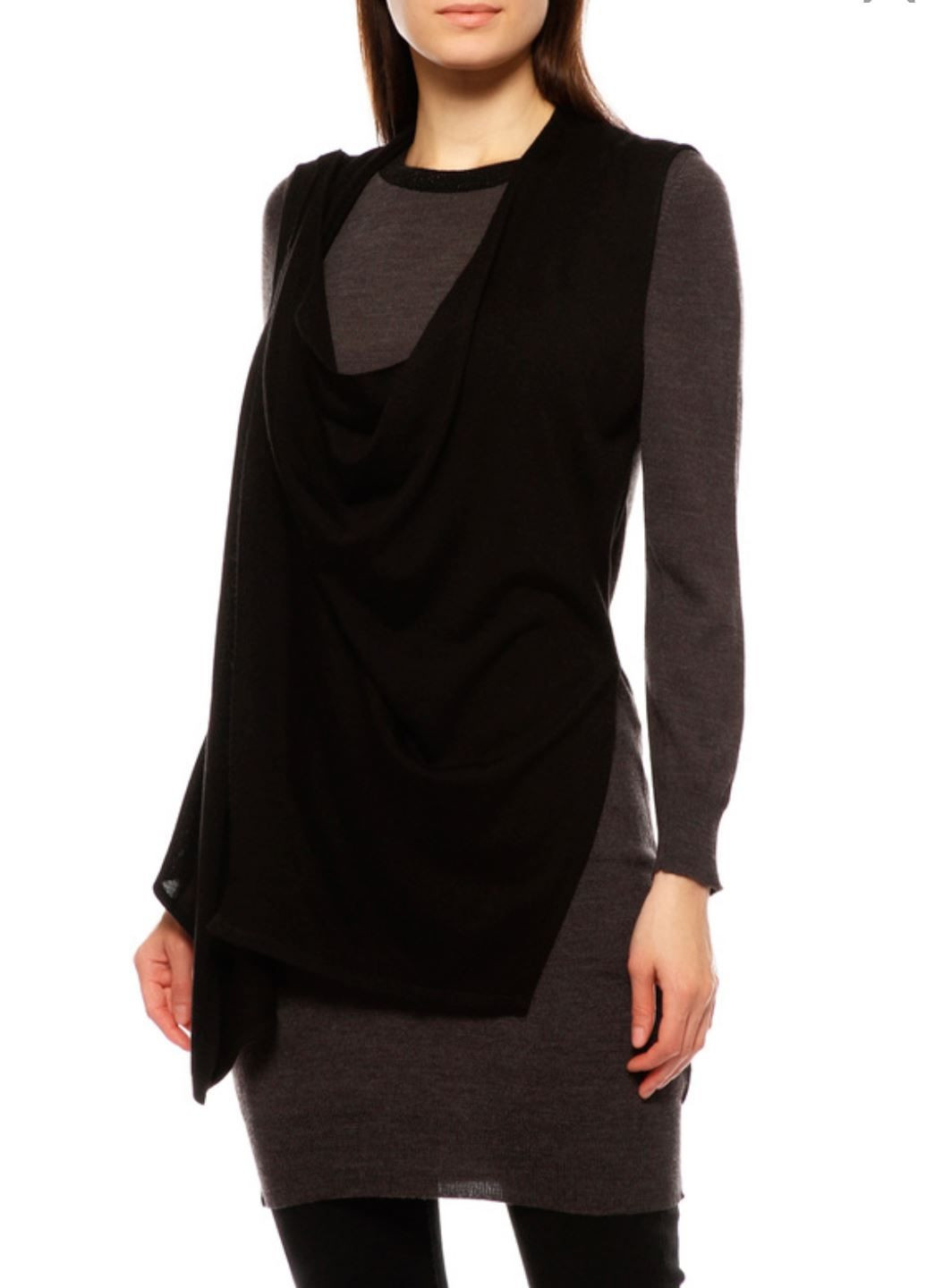 Сіра повсякденний, кежуал вовняна сукня-туніка сукня светр Deha однотонна