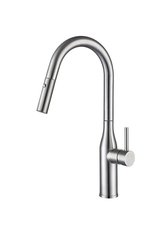 Смеситель кухонный с выдвижным изливом KI-70004-02 (нерж. сталь) (KR3385) — однорычажный смеситель. KOER (334003241)