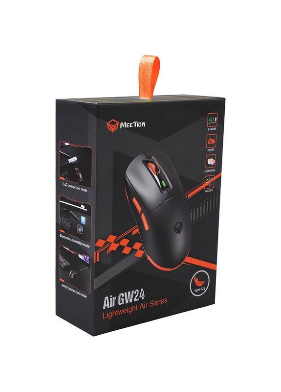 Миша Wired + 2.4 G+Bluetooth Gaming mouse GW24 |6 Keys, 8000dpi, 30-60h, RGB| MEETION (368903083)