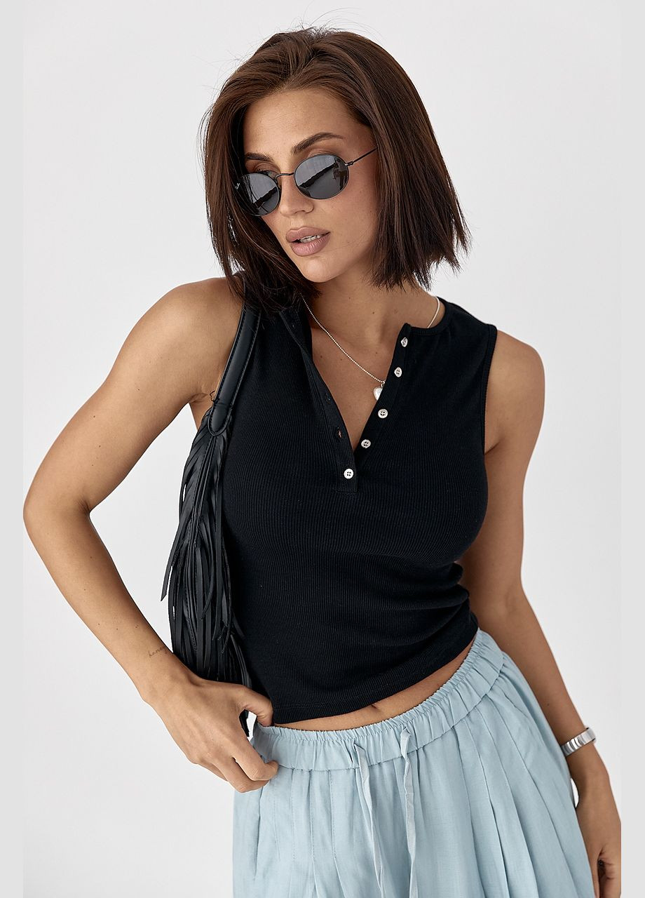 Майка в рубчик на металлических пуговицах Lurex — 333339904