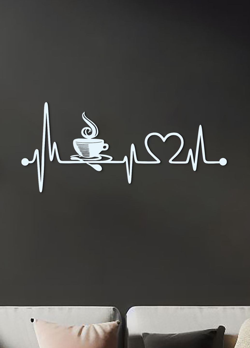 Современная картина на кухню, декор для комнаты "Кофе для любимой", минималистичный стиль 60х25 см Woodyard (291842146)